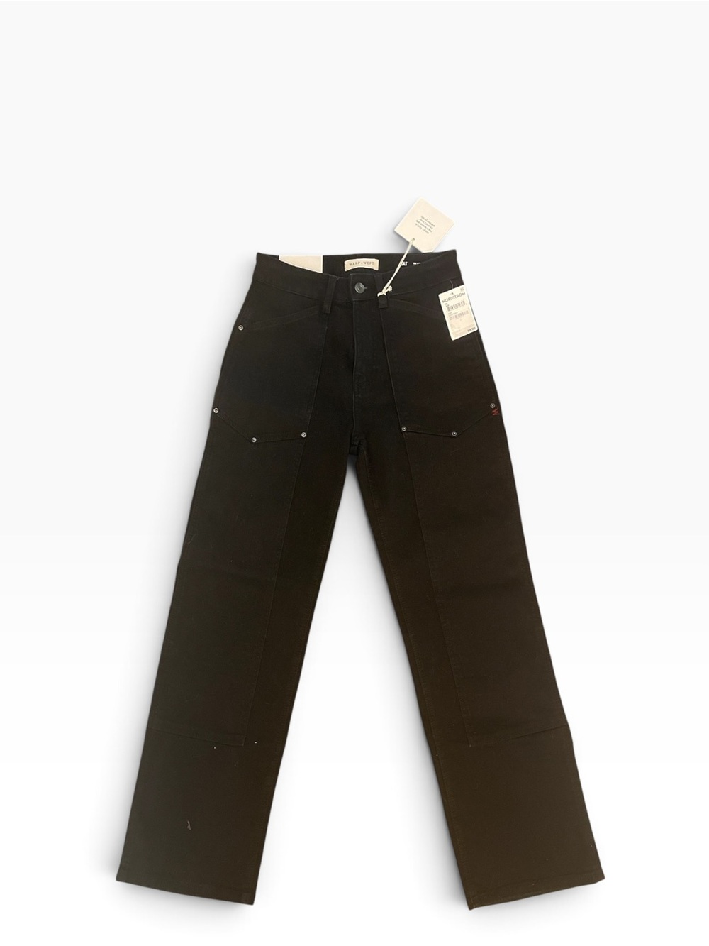 Warp + Weft Black SAT 90’s Straight-Leg High-Rise Jeans